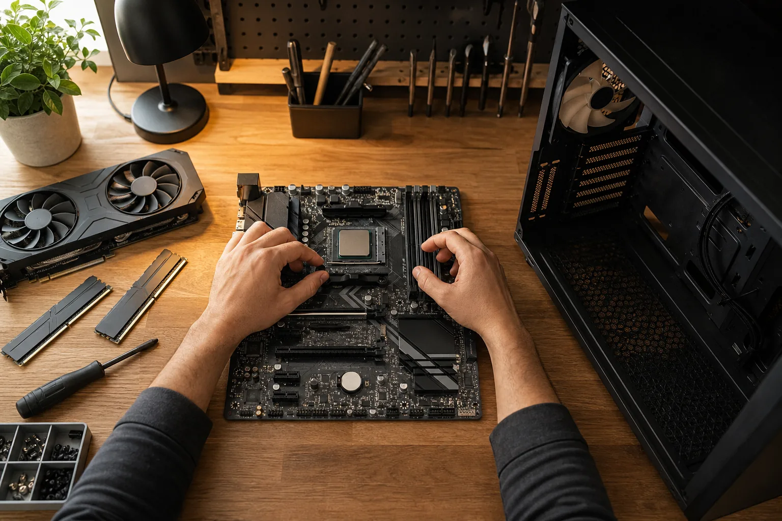 PC Building equipment in the Surefire Computers editorial workspace